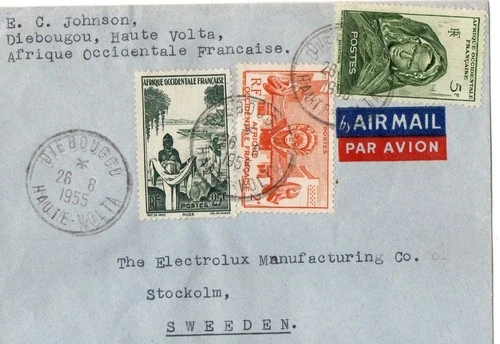 AFRIQUE OCCIDENTALE FRANCAISE 1955 COVER SENT TO SWEEDEN