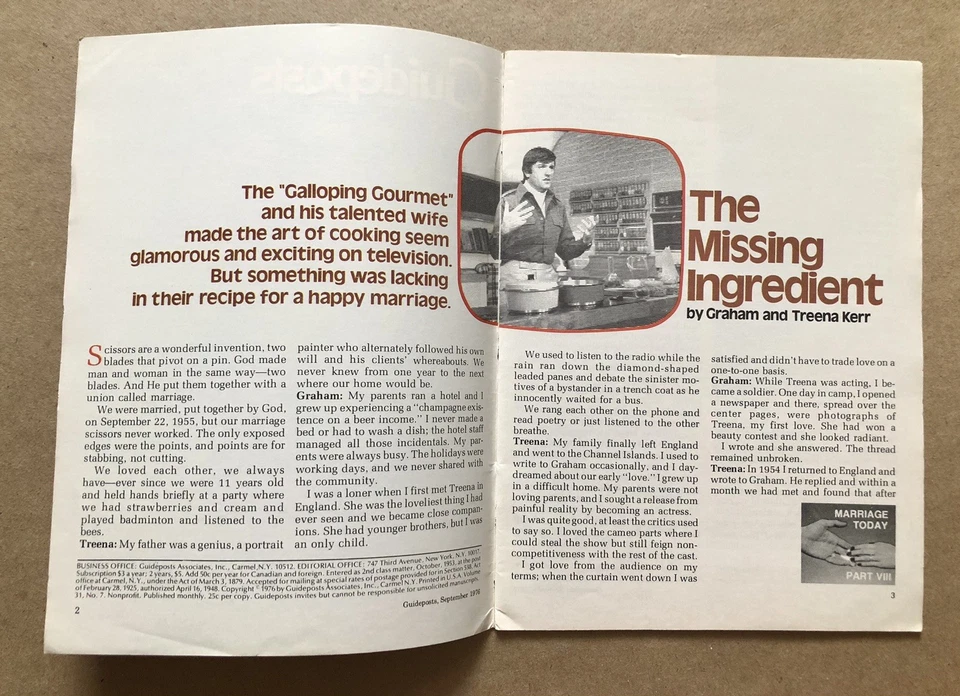 Guideposts Magazine (Vintage, September 1976) Graham Kerr VG! - Image 3 of 3