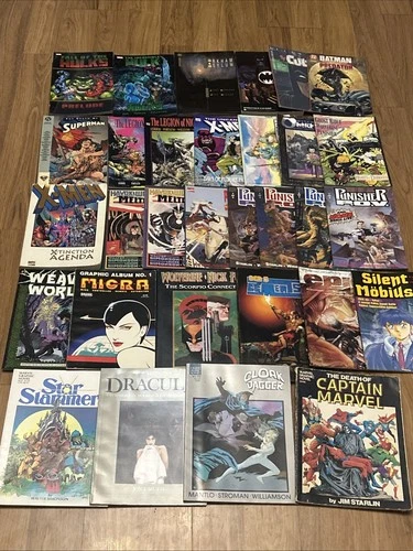 Vintage Marvel Graphic Novel Lot Mixed Graphic Novels DC Batman X-men Wolverine