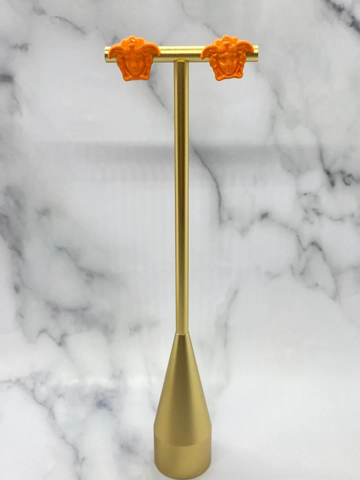 Auténticos Pendientes VERSACE Naranja Esmalte Medusa - Usados / KB3059 Foto 4 de 4