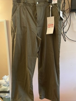 New Woman Within Convertible Cargo Elastic Waist Cotton Pants Chambray Black