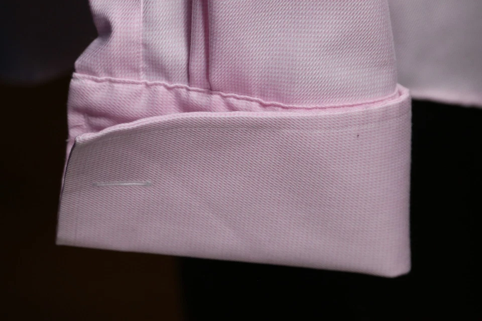 Camisa de vestir Tasso Elba para hombre rosa sin hierro 16 34/35 puño francés ajuste regular 48' Foto 4 de 4
