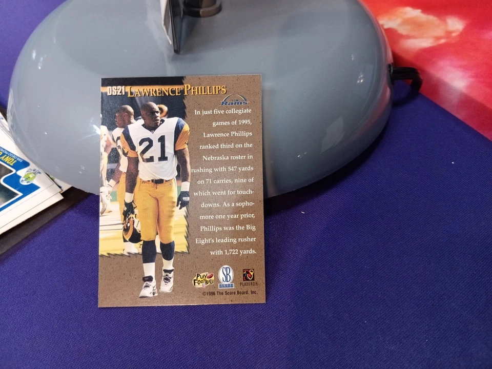 1996 PRO LINE STRETCH DRIVE LAWRENCE PHILLIPS GOLD SILVER FOIL SIGNATURE ERROR - Image 3 of 4