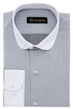 Jack Martin Mens Herringbone Club Collar Long Sleeve Vintage Dress Shirt For Men