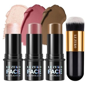 4-Piece Jeu de bâtons de maquillage (3 les bâtons, 1 brosse)