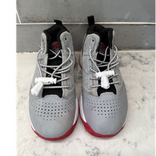 Under Armour Lockdown Gray Black Red Mid Top Basketball Sneaker Unisex Kids 11K