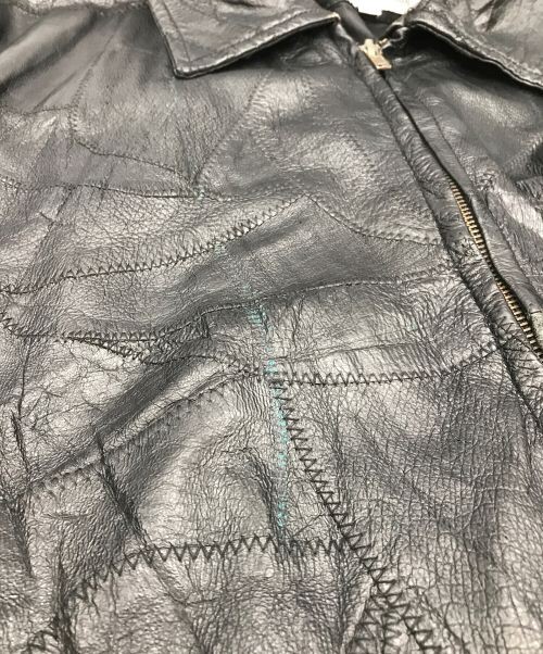 Cellini Leather Patchwork Jacket XL Black Vintage… - image 7