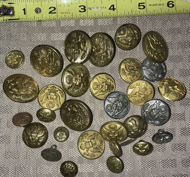 Waterbury Button Great Seal Eagle Brass Button Mixed US Military Lot