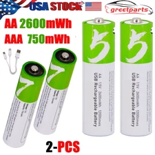 2pcs 1.5V 2600mWh AA / AAA Battery Type-C USB Rechargeable Lithium ion Batteries