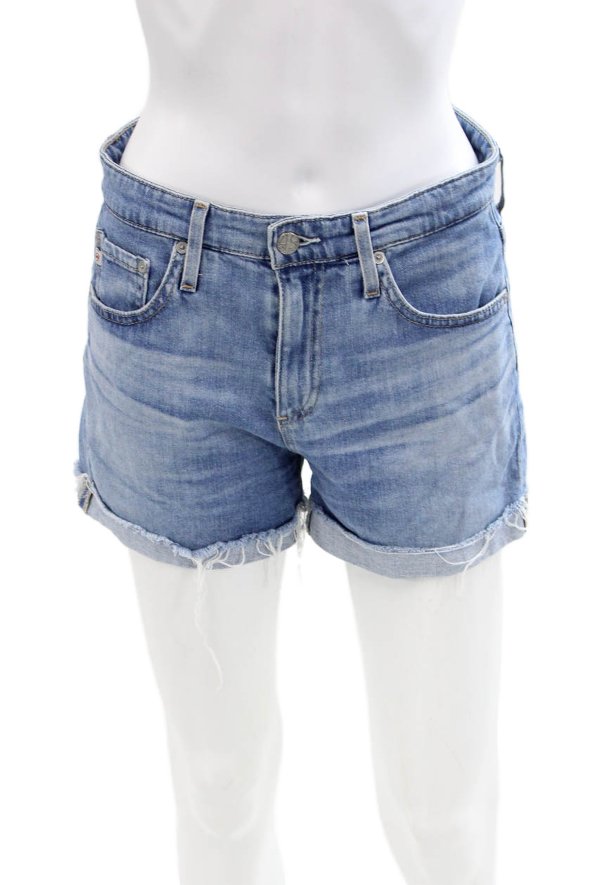 AG Adriano Goldschmied Womens Cotton Hailey Roll-Up Denim Shorts Blue Size 29