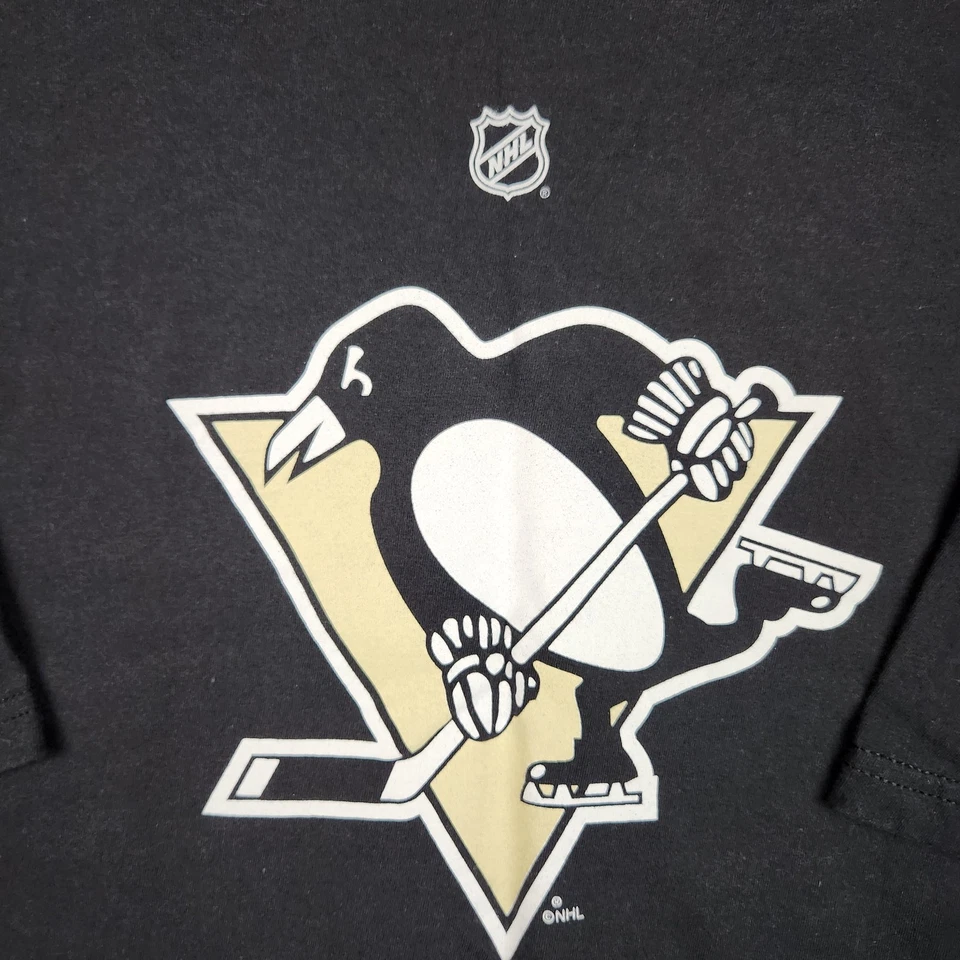 Camisa Pittsburgh Penguins Para Hombres XL Negra NHL Hockey Kris Letang 58 Gráfico Reebok Foto 2 de 4