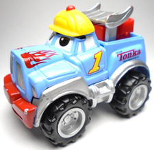 2000 TONKA LIL' CHUCK  FRIENDS RACE CAR HAULER 1 BLUE DIECAST 2 7/8" TRUCK