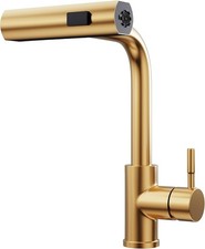 Gold Kitchen Faucet with Pull Down Sprayer Waterfall Design