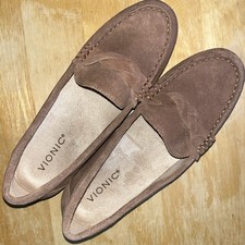 VIONIC MONTARA TOFFEE BROWN SUEDE LEATHER LOAFERS FLATS 8.5 M NEW IN BOX