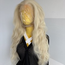Lace Frontal Wig Pre Plucked Blonde Long Wavy Synthetic Hair Soft