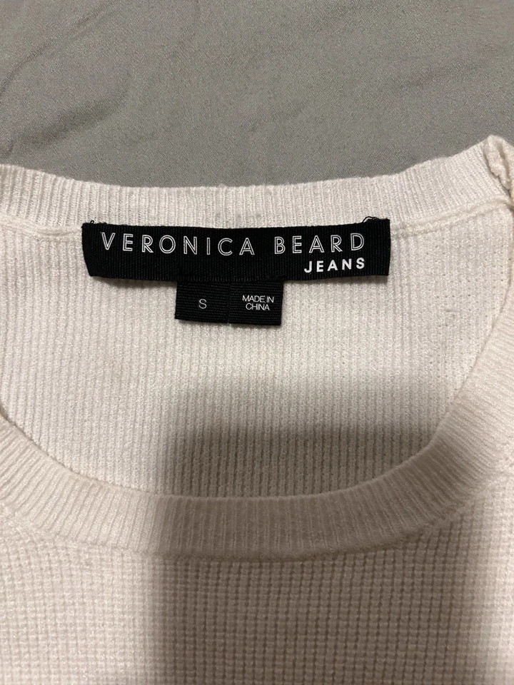 Veronica Beard Posie Ivory Multicolor Striped Crewneck Pullover Sweater Sz S - Image 3 of 4