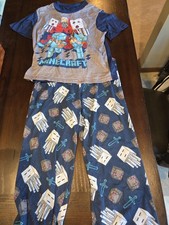 Boys Minecraft Short Sleeved/Long Pants Pajama Set Size 12