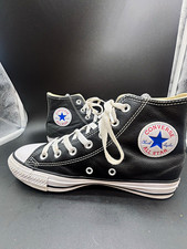 Converse Chuck Taylor All Star High Top Sneakers Black/White Leather wm 7.5