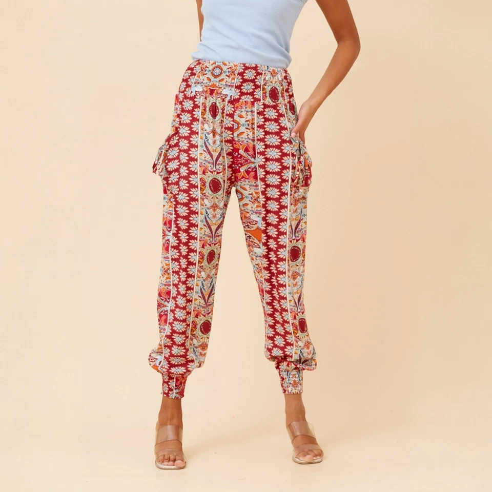 Caroline Morgan Harem Pants Women Casual Baggy Hippie Bohemian Yoga Beach Travel - Bild 4 von 4