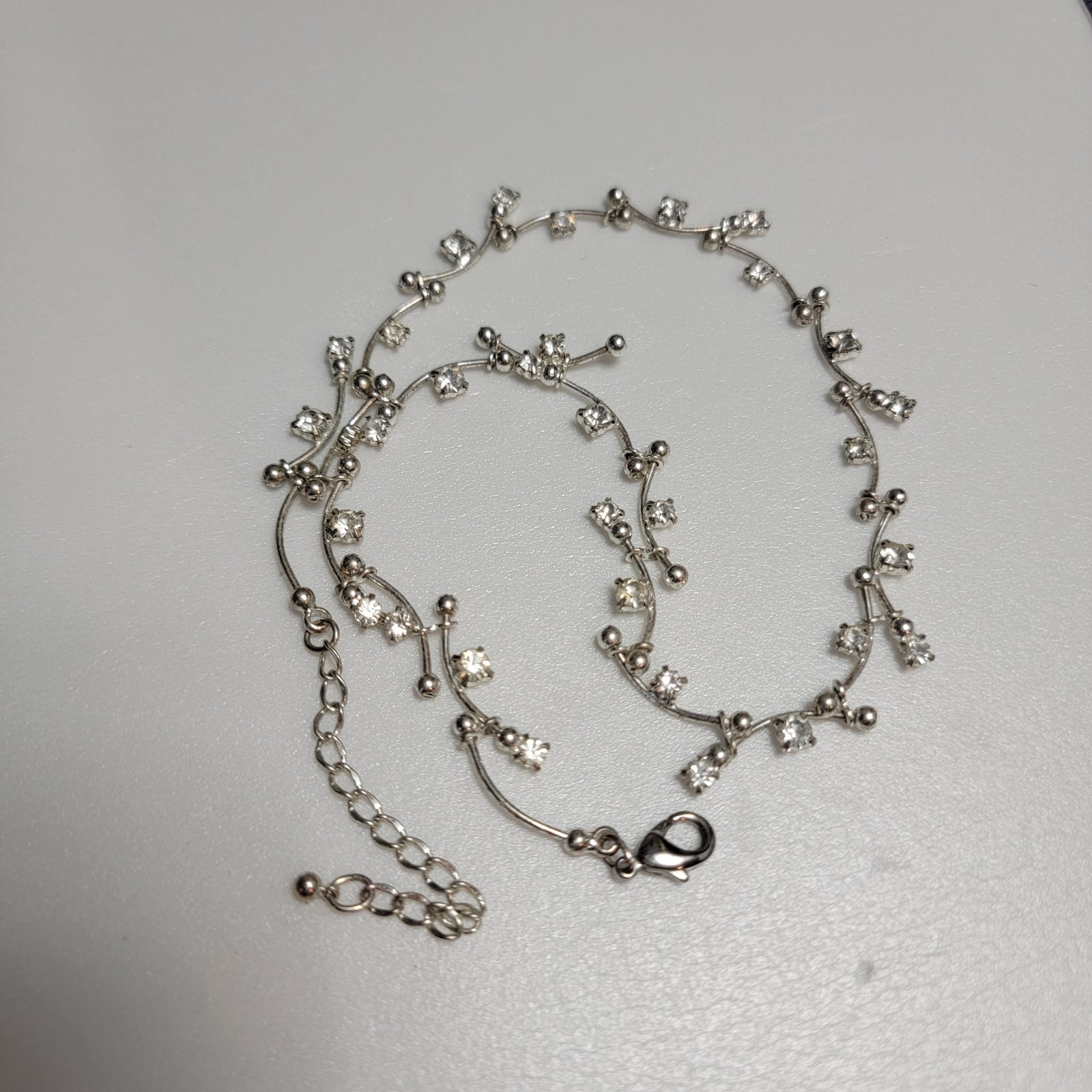 Delicate Silver And Crystal Adjustable Necklace 1… - image 1