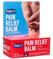 1 pack Of Coralite Pain Relief Balm Ultra Strength 0.63 OZ (18 G) + mini ice pk