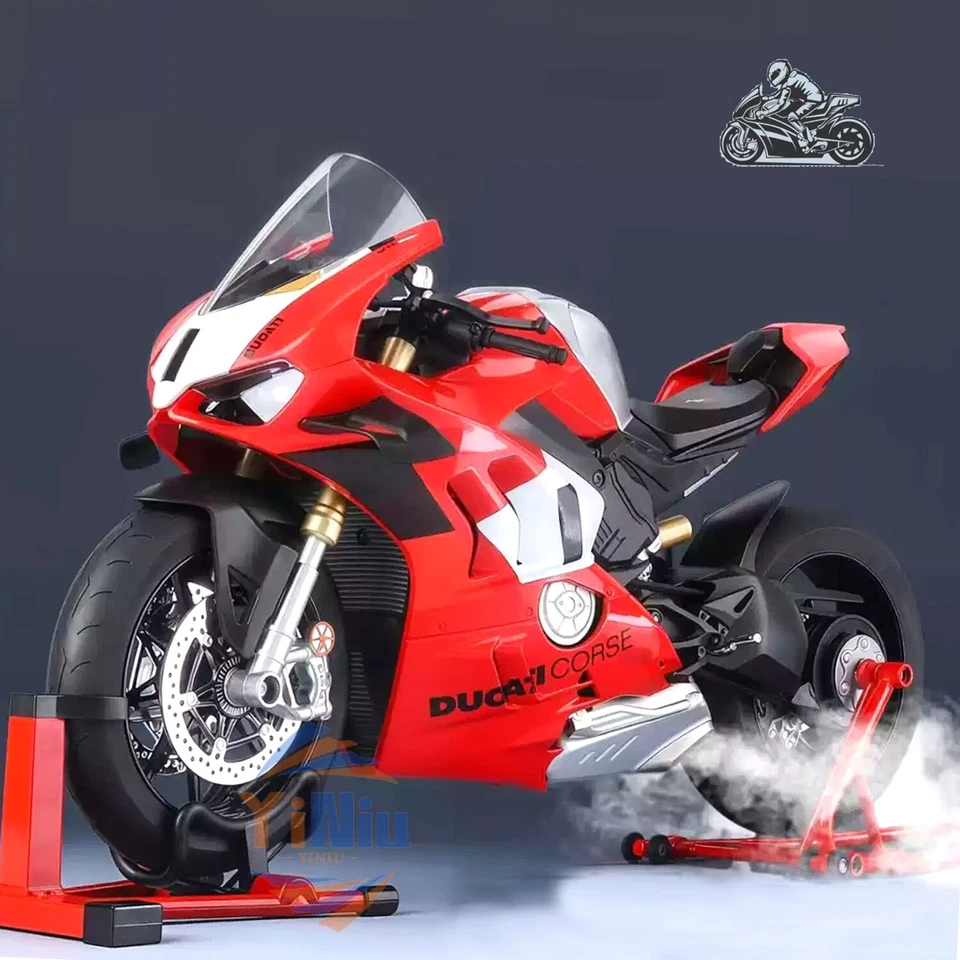 Modelo de motocicleta de aleación diecast Ducati 4VR 1:6 con efecto de sonido de arranque de encendido rojo Foto 2 de 4