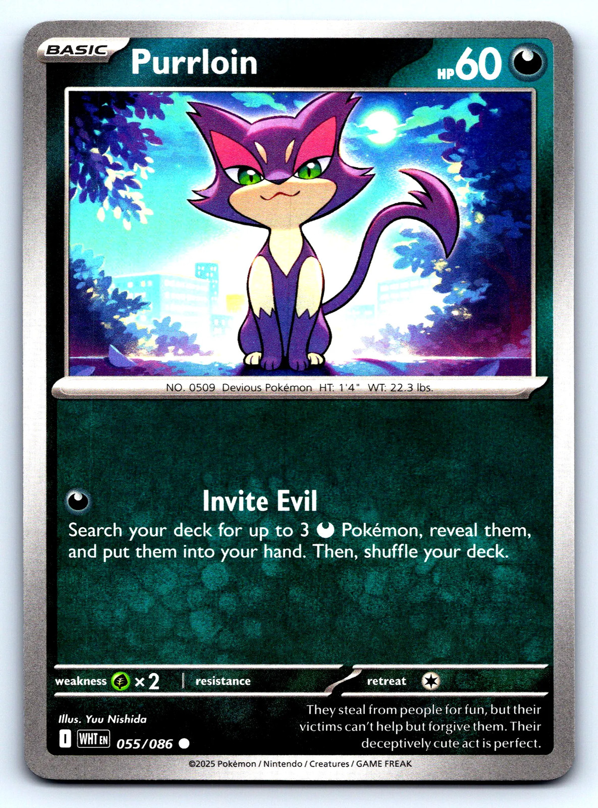 Purrloin White Flare #55 Normal NM Pokemon Card