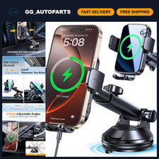 Wireless Car Charger Mount - Auto Clamping Phone Holder, Qi Fast Charging for iP