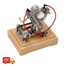 V2 Mini 4-Stroke Gasoline Engine Motorcycle Internal Combustion Kick Start Model