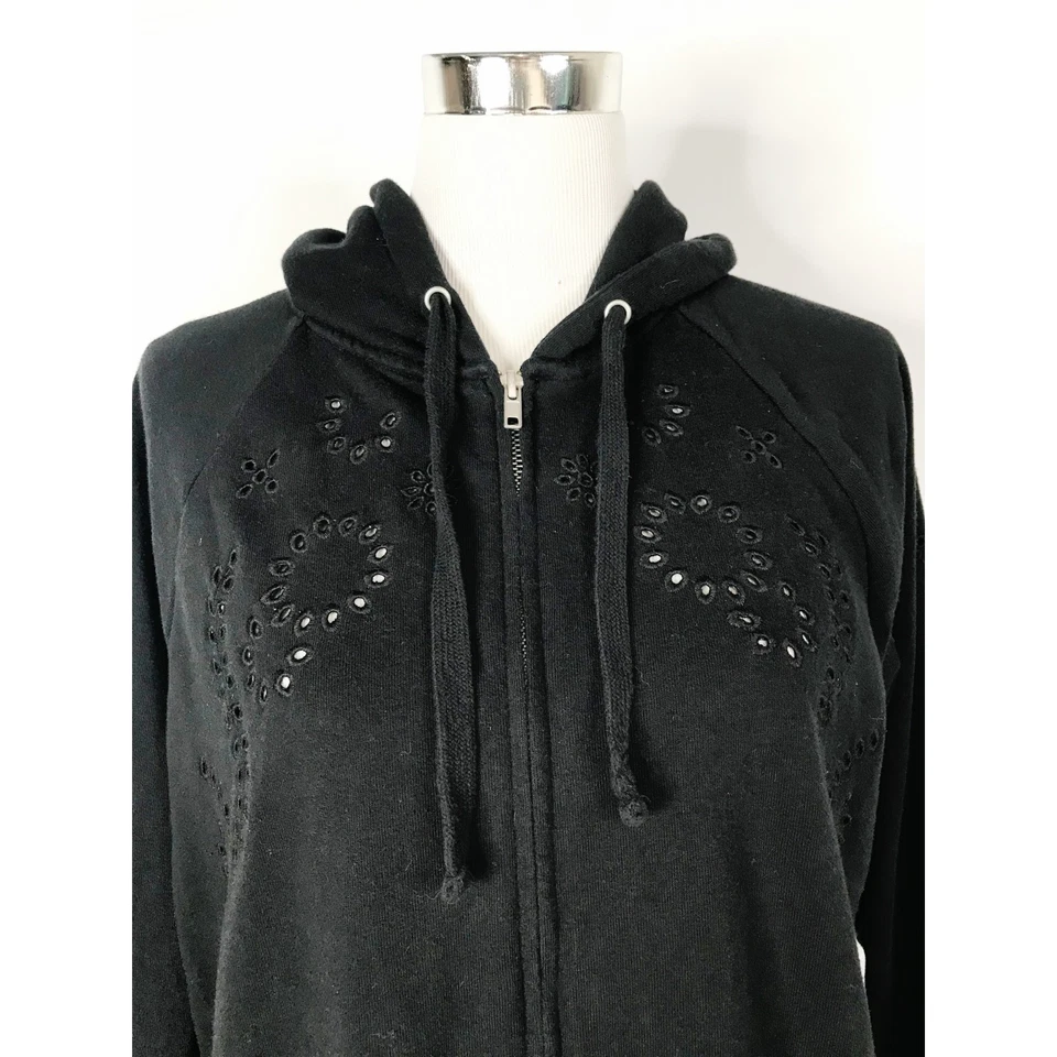 Torrid Sweatshirt Womens Large 0 Black Hoodie Full Zip Eyelets Pockets Casual - Image 3 of 4