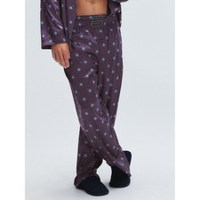 Savage X Fenty Foulard Satin Sleep Pants Snowflake Print Navy- Size Large