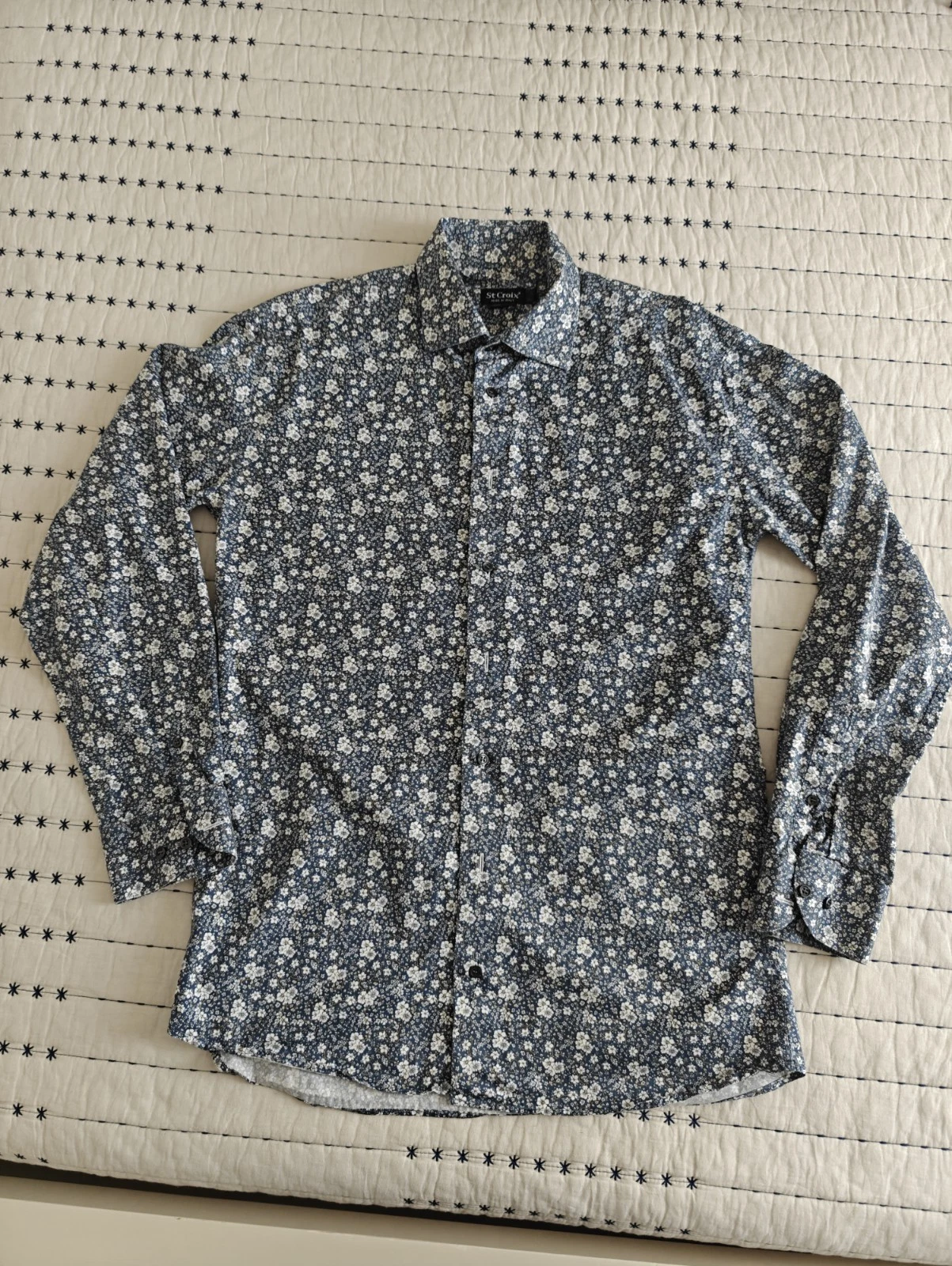 St. Croix Collections Men's Button Down Long Sleeve Flower Pattern Shirt Sz.L/16