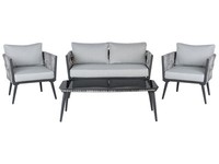 Modernes Gartenset Rattan Terrasse 5 Personen Grau/Schwarz Preveza