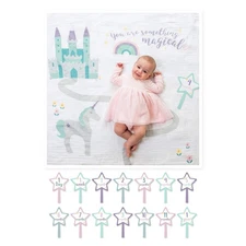 Something Magical 8 Piece Baby Blanket and Milestone Cards Set Unicorn Theme