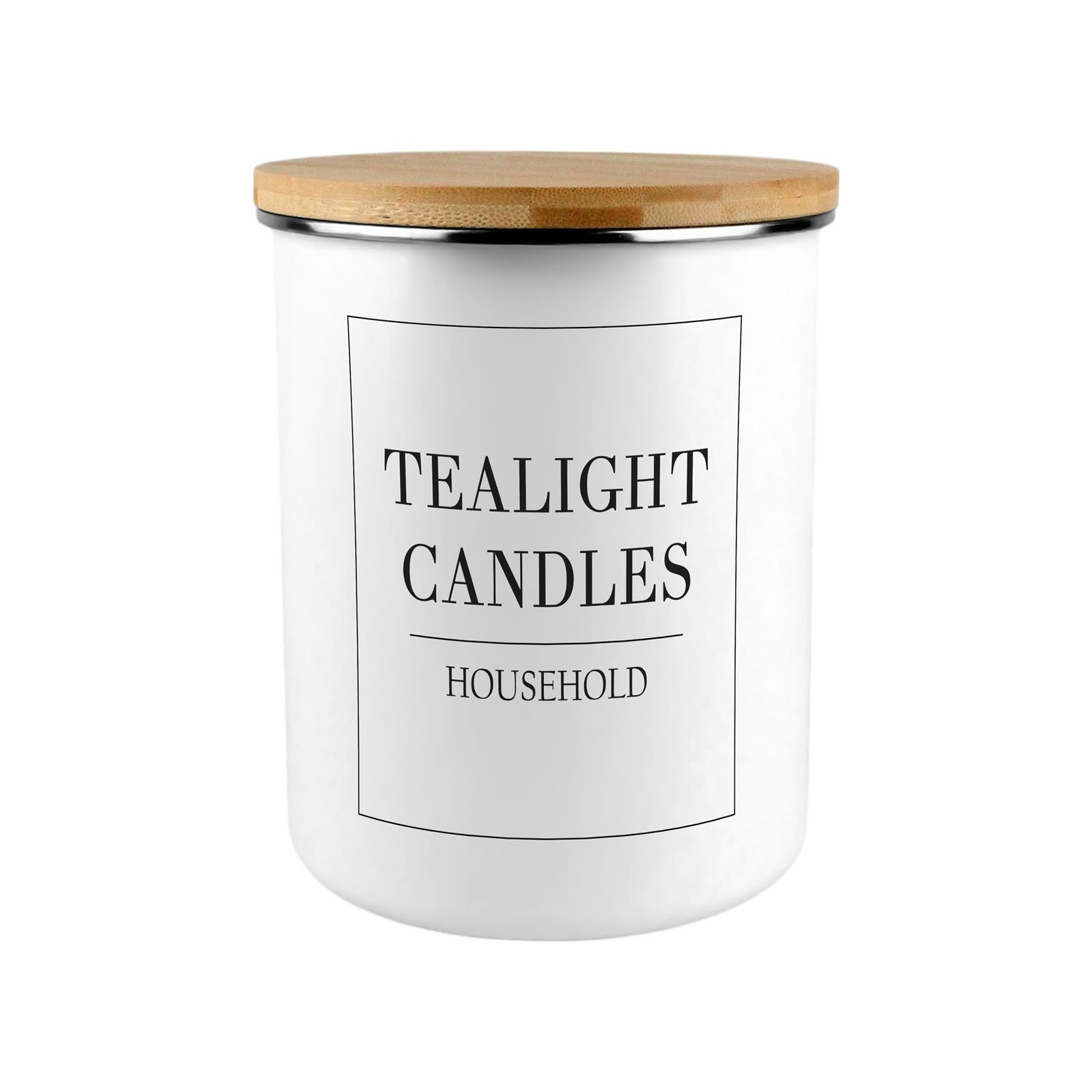 Minimalistic Tealights Canister - Large Enamel Monochrome Homeware Jar