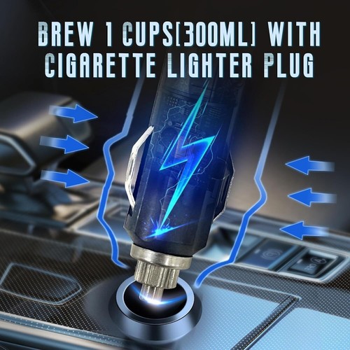 Portable 12V Car Coffee Maker Camping Travel Ground Coffee Machine Auto Shut Off - 第 3/9 張圖片