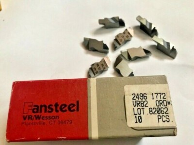 FANSTEEL Carbide Inserts - 2496 1772 CHG.G VR82 ORD - Qty. 8 - NEW