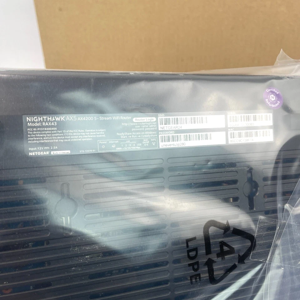 Netgear Nighthawk RAX43 AX5 5-Stream Dual Band WiFi 6 Router AX4200 *REFURBISHED - Image 3 of 4