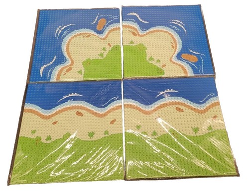 Unbranded Building Block (4) Base Plate Set 32 X 32 Stud Ocean Coast Print