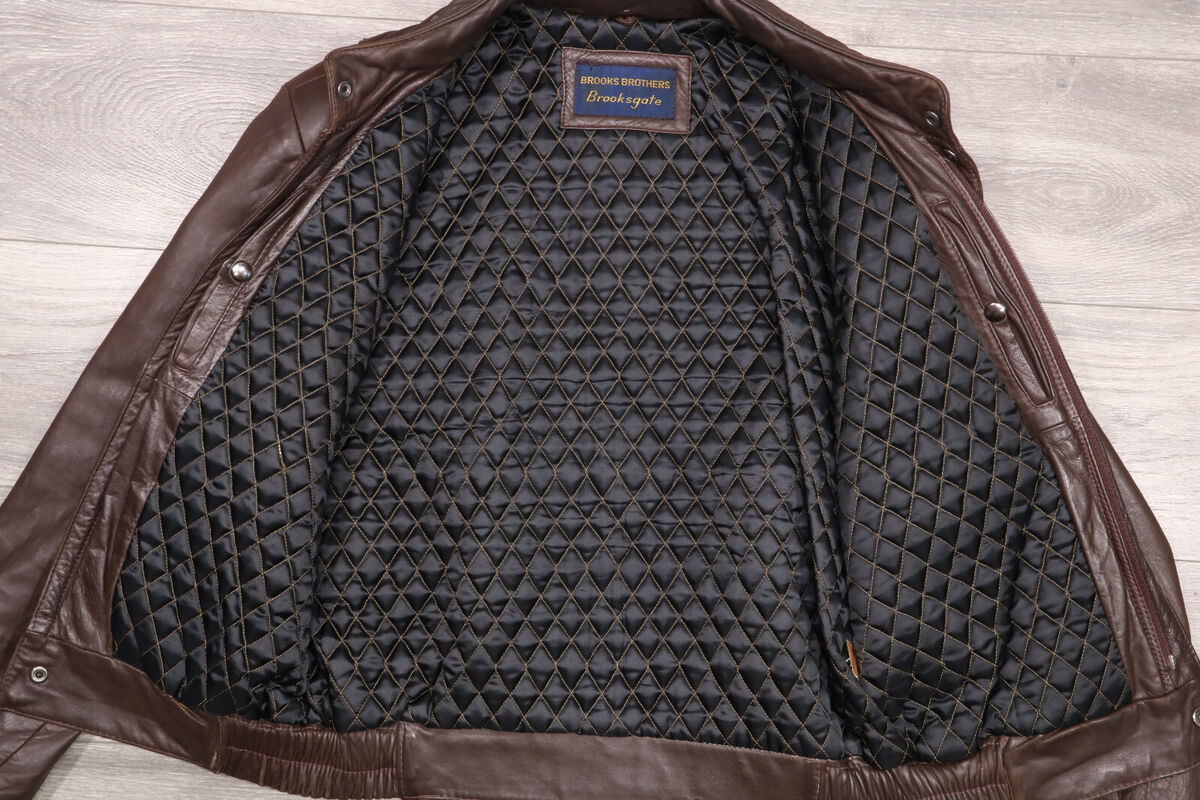 Vintage Brooks Brothers Brooksgate Brown Leather Bomber Hood Vintage Brooks Brothers Brooksgate Brown Leather Bomber Hood