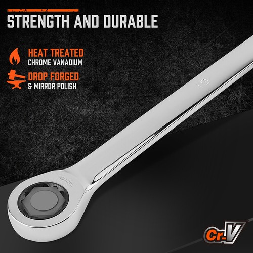 9PC Extra Long Ratcheting Wrench Set Anti-Slip Double Box Spanner Metric 8-22MM - Picture 3 of 12