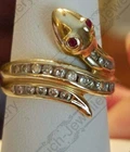 2 CT Round Cut Lab Created & Ruby Eyed Snake Wrap Ring 14K Yellow Gold Finish