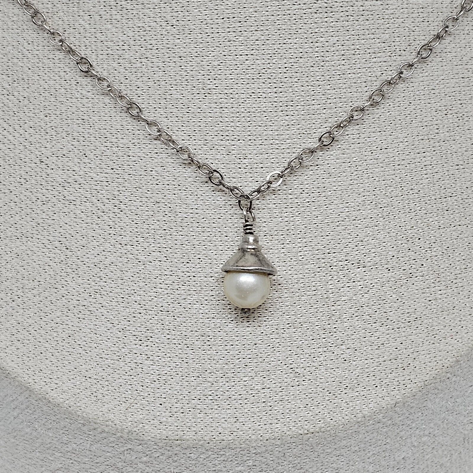 925 Sterling Silver - White Pearl Pendant Chain N… - image 6