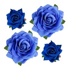 Rose Hair Clip Flower Hairpin Rose Brooch Floral Clips, 4 Pcs Fabric Rose Blue