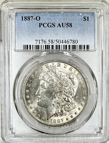 1887 O MORGAN SILVER DOLLAR PCGS AU58