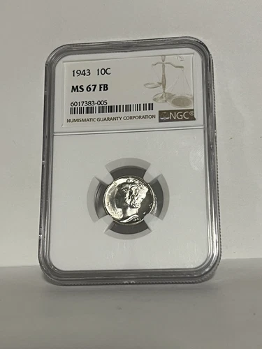 1943 Mercury Head Silver Dime Full Bands 10c Coin NGC MS67 FB
