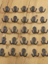 25 Small Coat Hooks Mug Hat Rack Wall Mounted Cast Iron Rustic Entryway Key Farm