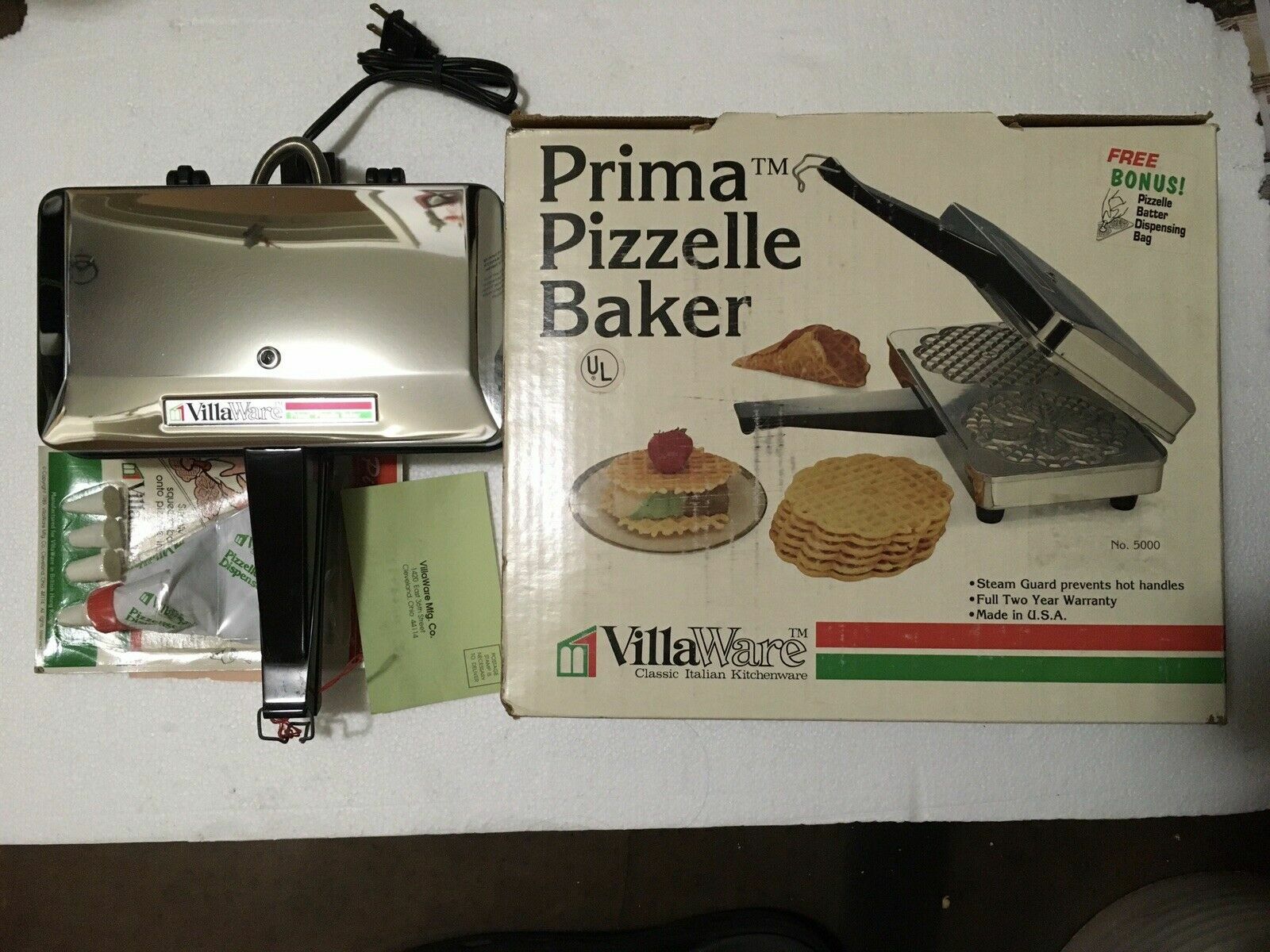villaware prima pizzelle maker