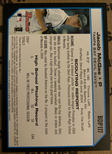 2004 bowman Jacob McGee 1st yr ROOKIE CARD BDP117 - Picture 3 of 3