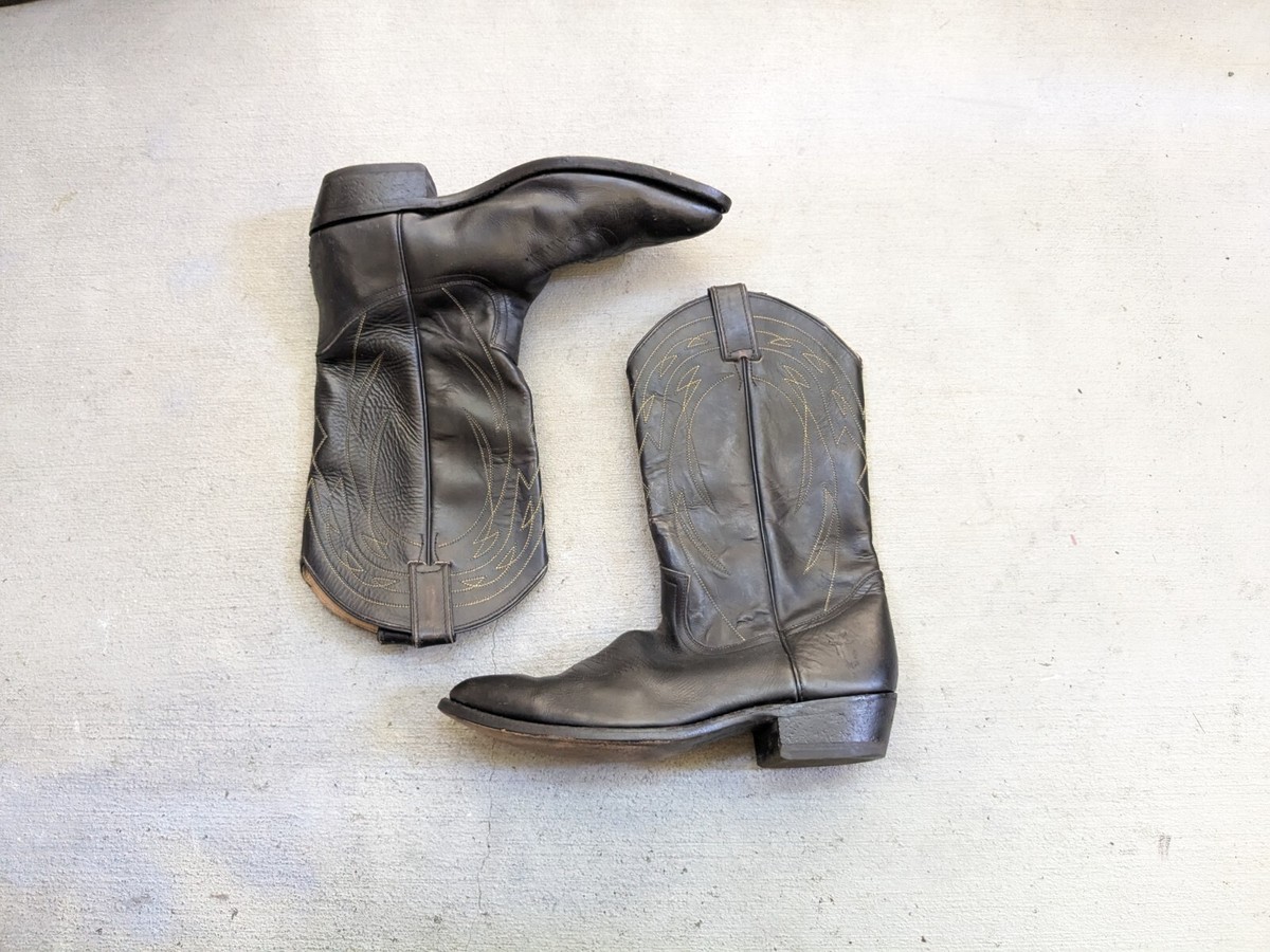 Frye Cowboy Boots Black Leather Men D Mexico Western Shoes